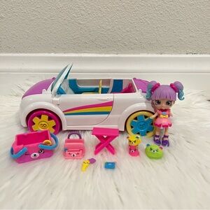 Shopkins Happy Places Rainbow Beach Convertible Car W/Rainbow Kate Lil Shoppie